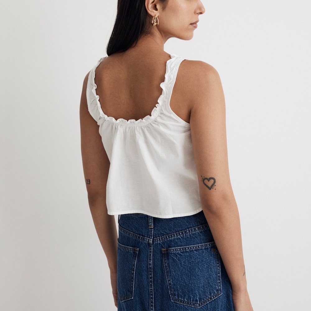 NWT Madewell Ruffled U Neck Crop Top XS